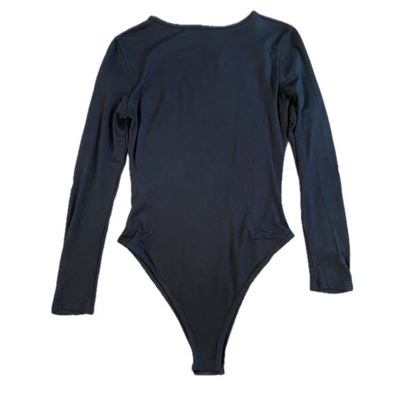 New‎ Small Halloween Metallic Skeleton Bodysuit Costume Long Sleeve Silver Goth - Picture 2 of 4